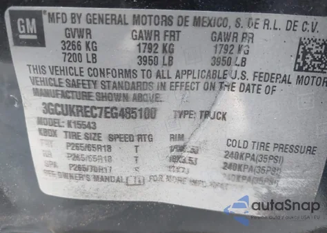 2014 Chevrolet Silverado 1500 2Lt z USA, uszkodzony, nr VIN 3GCUKREC7EG485100